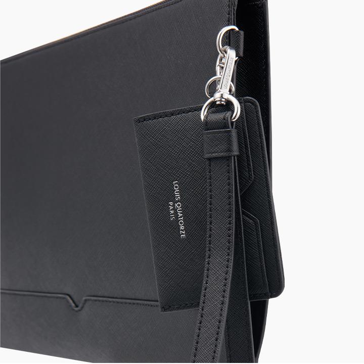 Formal Crossgrained Leather Clutch with Cardholder