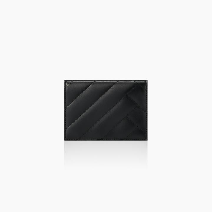 L-Quilting Leather Bi-fold Half Wallet