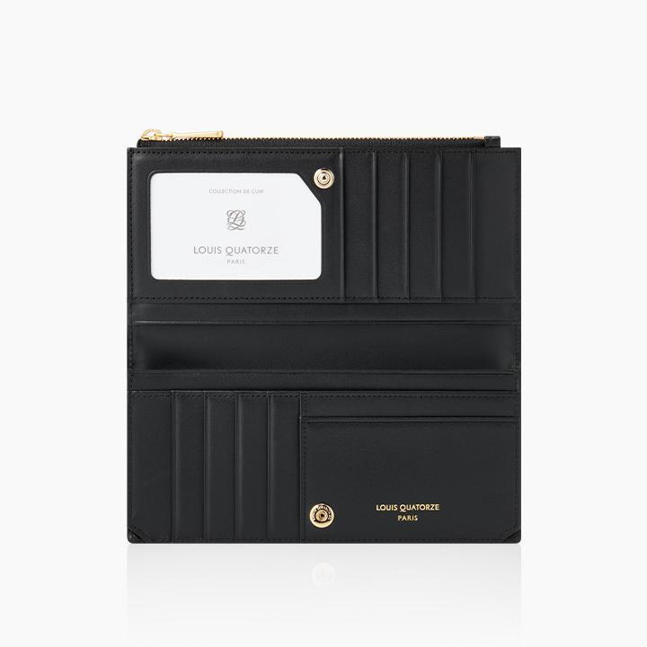 L-quilting cuir bifold grand portefeuille zip