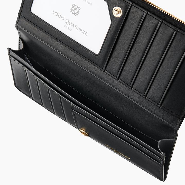 L-quilting cuir bifold grand portefeuille zip