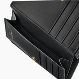 L-Quilting Leather Bi-fold Medium Zip Wallet