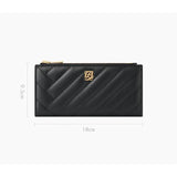 L-quilting cuir bifold grand portefeuille zip