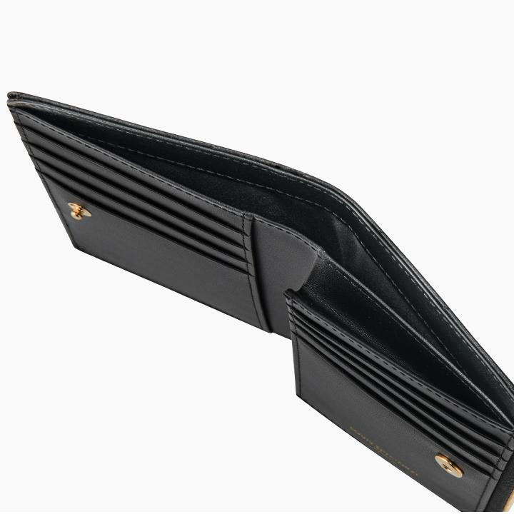 Portefeuille à zip moyen bifolaire en cuir L-Quilting Bifold