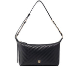Chain and Quilted leather strap spacious shoulder bag