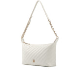 Chain and Quilted leather strap spacious shoulder bag