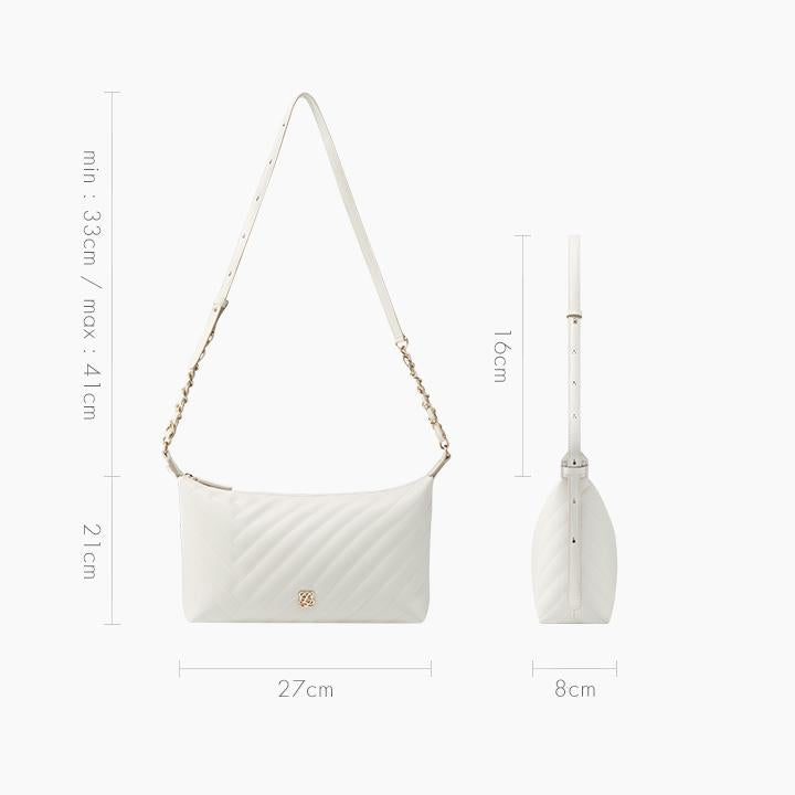 Chain and Quilted leather strap spacious shoulder bag