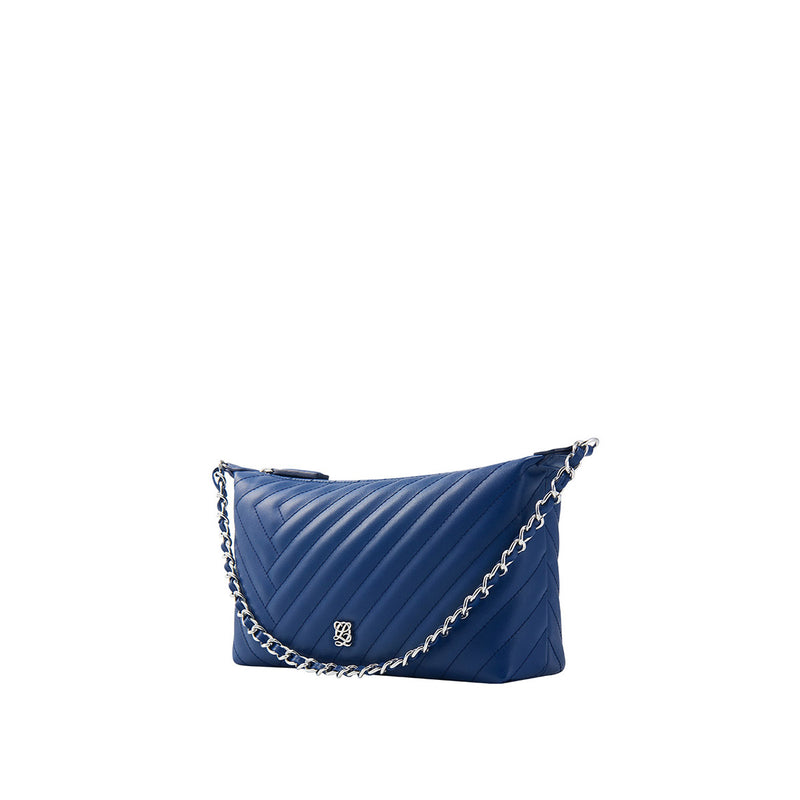 Small Chain and Quilted Leather Strap Shoulder Bag