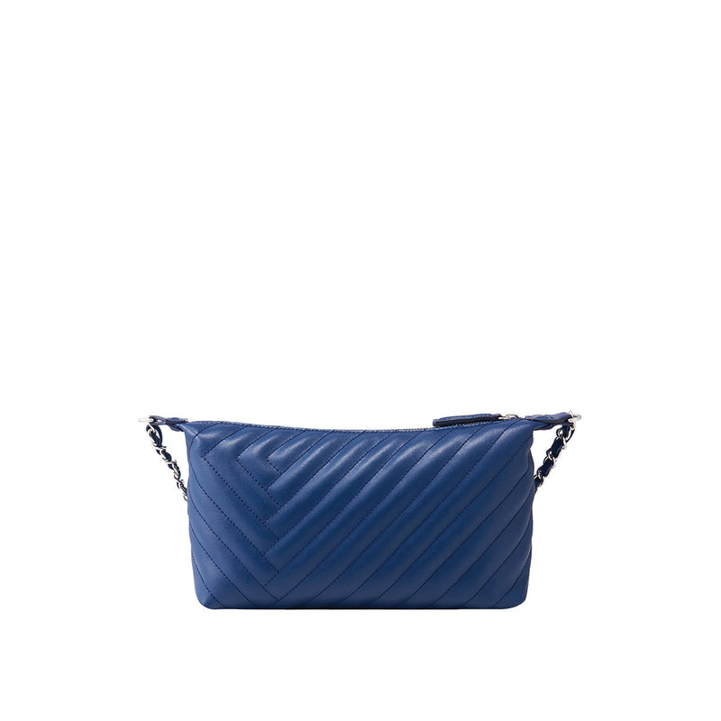Small Chain and Quilted Leather Strap Shoulder Bag