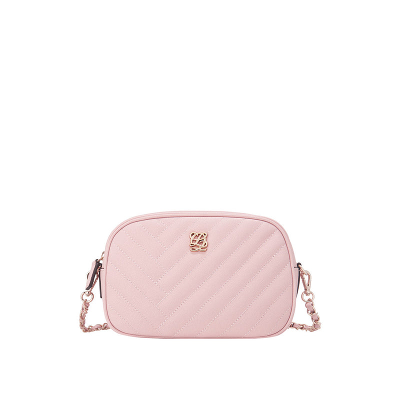 Mini Bold & Golden Logo Quilted Camera bag - Pink