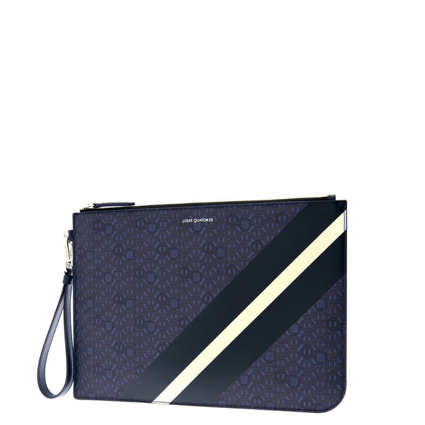 LQ Navy Striped Monogram Clutch