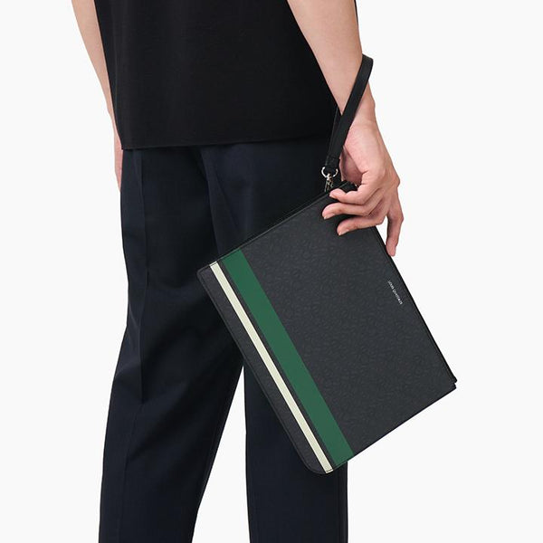 Stripe Point Daily Slim Clutch - Green