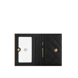 L-Quilting round card pocket detail card wallet
